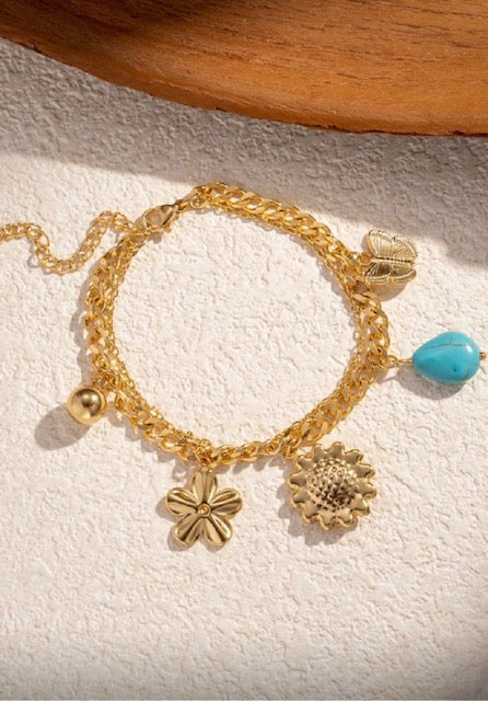 Bracelet breloque acier inoxydable Dorée