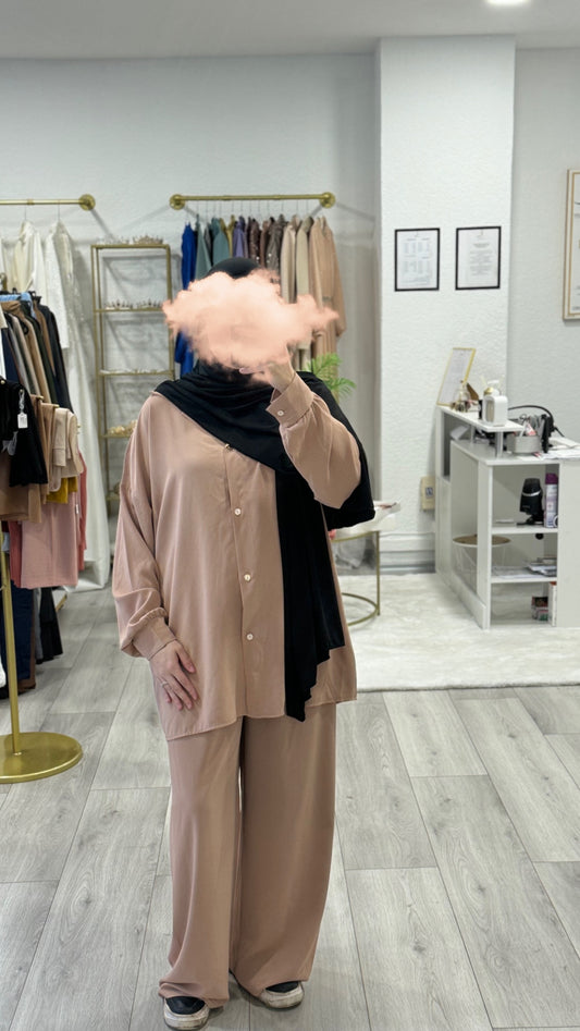 ensemble chemise pantalon, soie de medine, mastour
