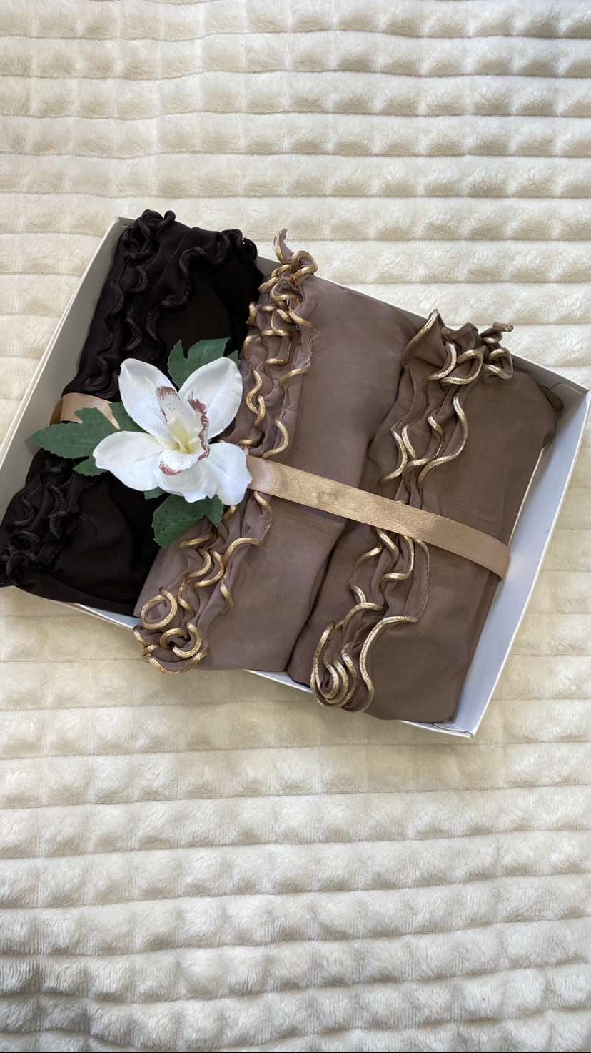 Bouquet ou box de 3 foulards jersey premium frisé sedef