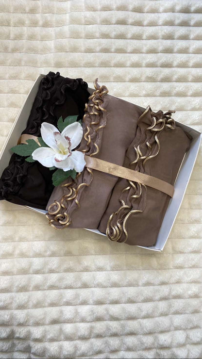 Bouquet ou box de 3 foulards jersey premium frisé sedef